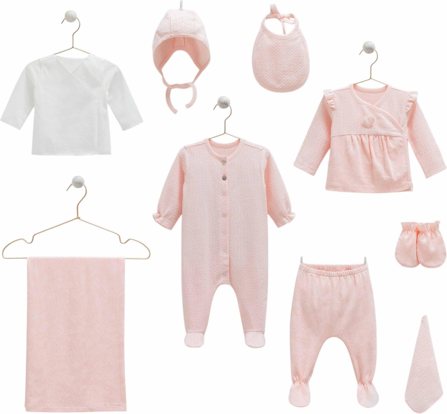 Caramell Tiny Lace 9-Piece Baby Girl Set – Pink