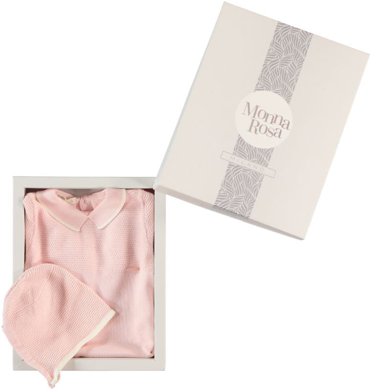Monna Rosa Baby Girl Overalls & Hat Set – Pink