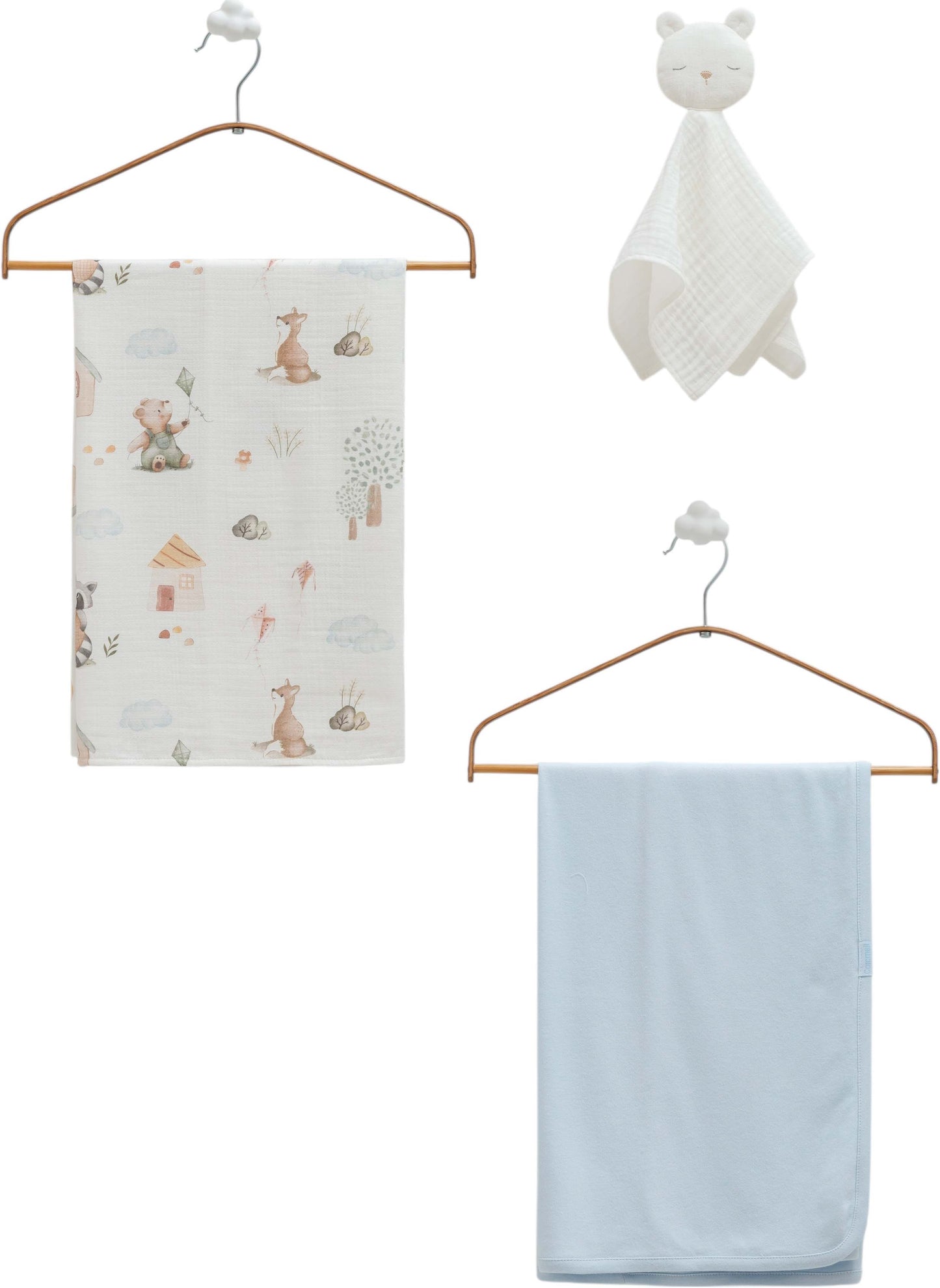 Caramell Basic Baby Blanket, Blanket & Handkerchief Set – Blue-80X85/85X90