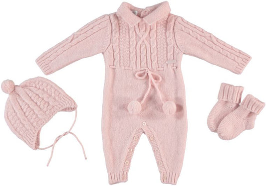 Monna Rosa Baby Girl Overalls, Hat, Socks & Cotton Blanket Gift Set - Pink
