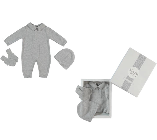 Monna Rosa Unisex Overalls, Hat, Socks & Cotton Blanket Gift Set - Grey