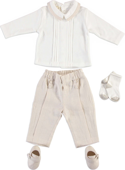 Monna Rosa 4-Piece Baby Girl Set – Beige