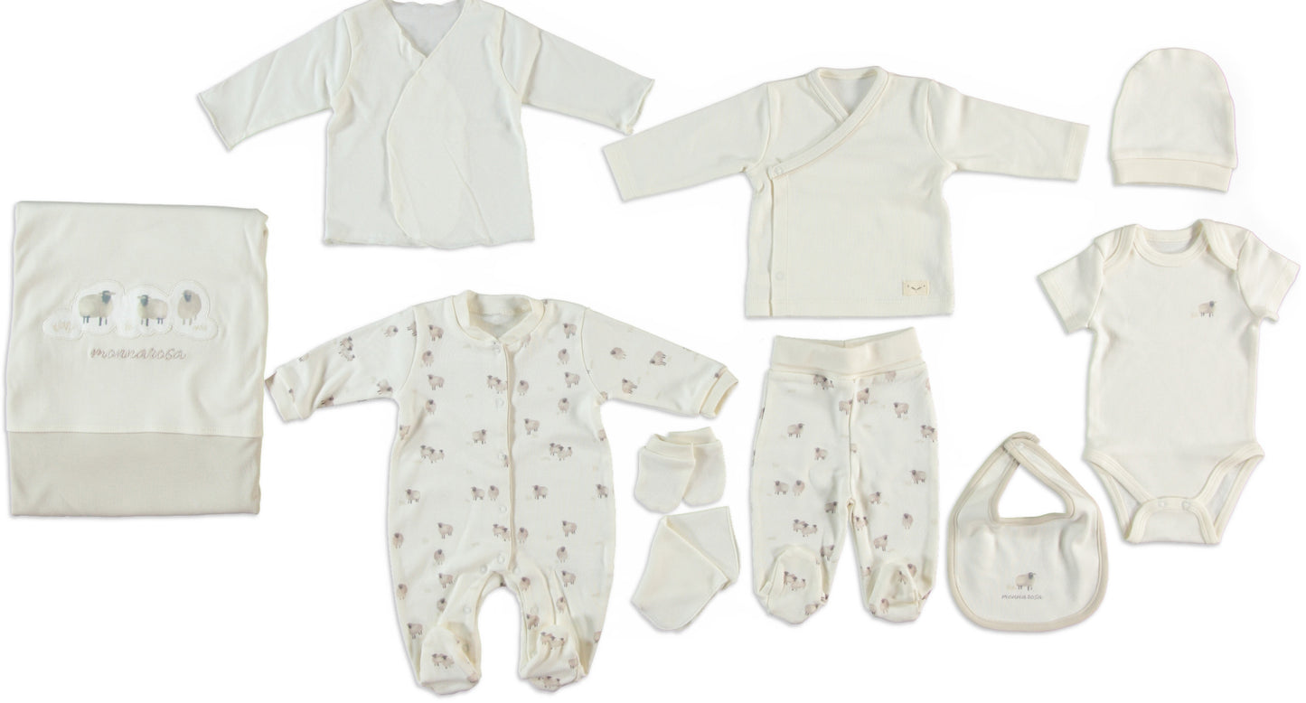 Monna Rosa 10-Piece Newborn Baby Set – Ecru