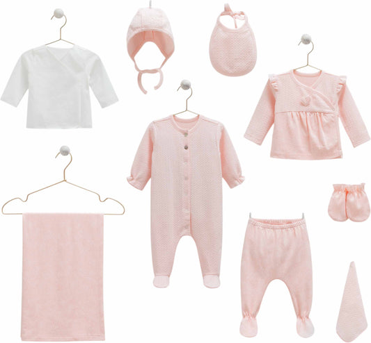 Caramell Tiny Lace 9-Piece Baby Girl Set – Pink