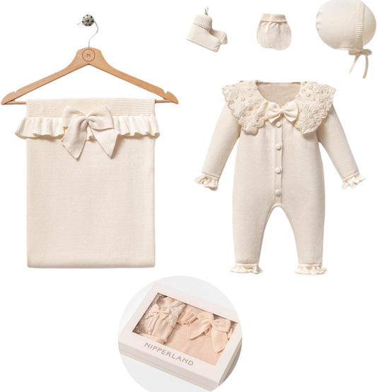 Nipperland Baby Girl Cream 5-Piece Spring-Summer Set