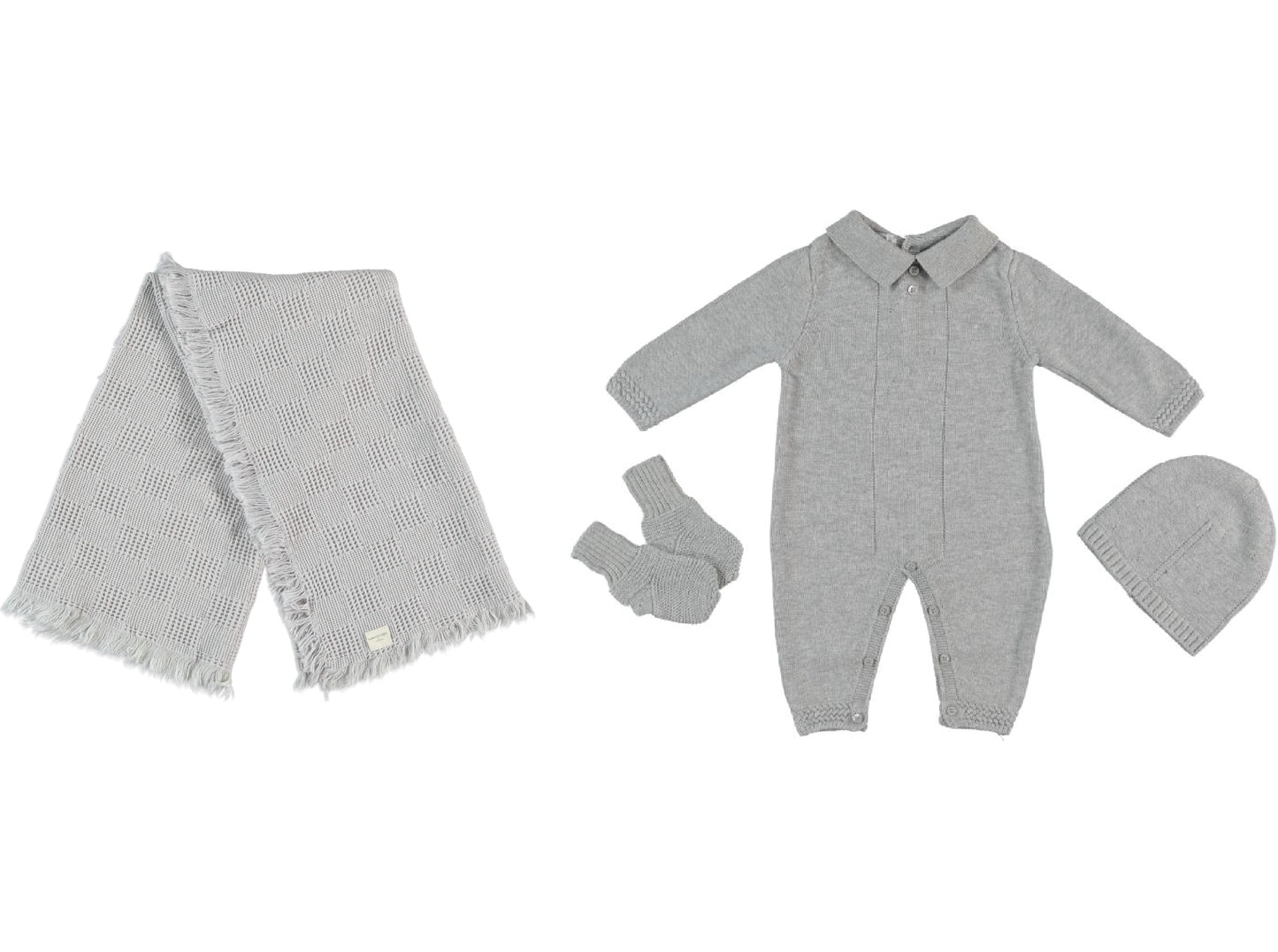 Monna Rosa Unisex Overalls, Hat, Socks & Cotton Blanket Gift Set - Grey