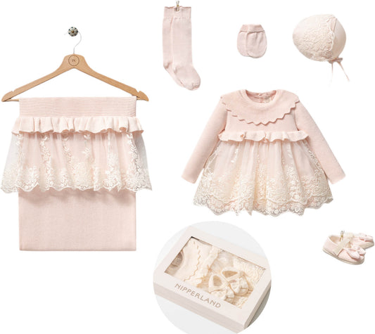 Nipperland Baby Girl Pink 6-Piece Spring-Summer Set