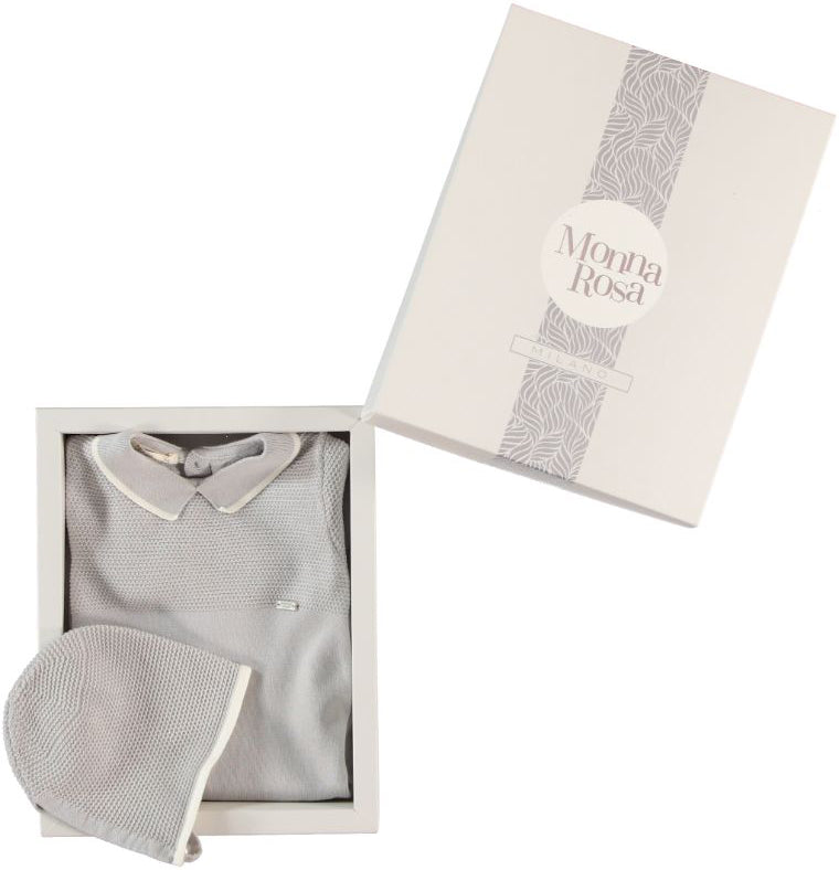 Monna Rosa Unisex Grey Overalls & Hat Set