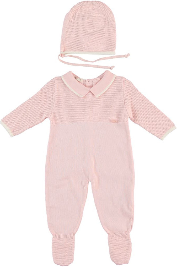 Monna Rosa Baby Girl Overalls & Hat Set – Pink