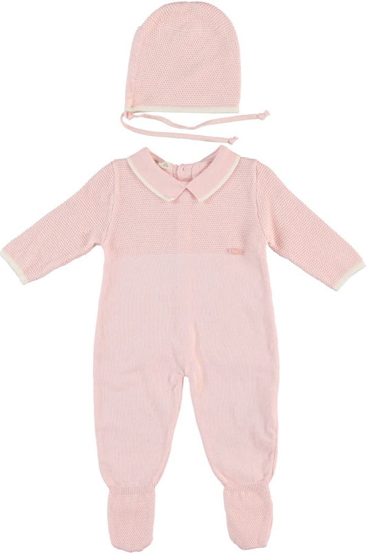 Monna Rosa Baby Girl Overalls & Hat Set – Pink