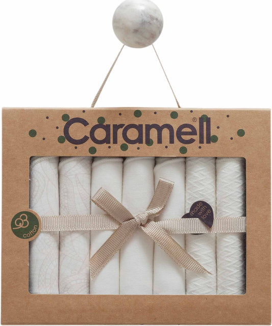 Caramell Tiny Lace 7-Piece Baby Handkerchief Set – Ecru