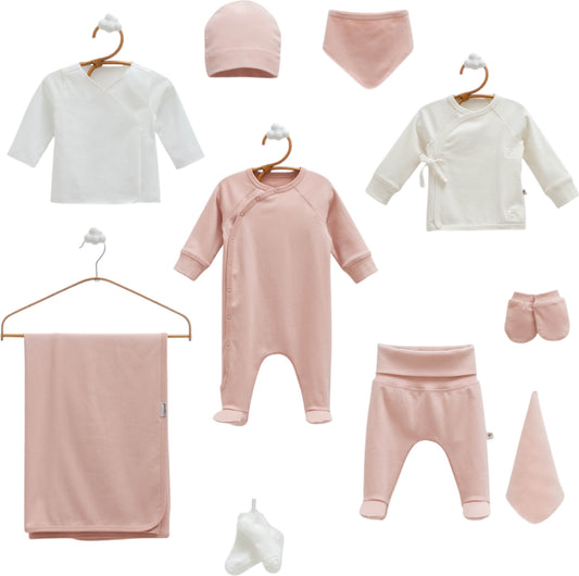 Caramell Uni Baby 10-Piece Newborn Set – (Dusty Rose)